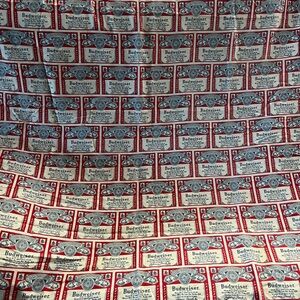 Budweiser Red and White Label Pattern linen tablecloth